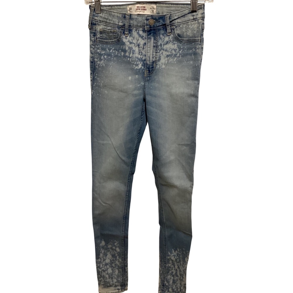 Hollister Super Skinny High‎ Rise Jeans Women Size 24 Bleached Acid Wash